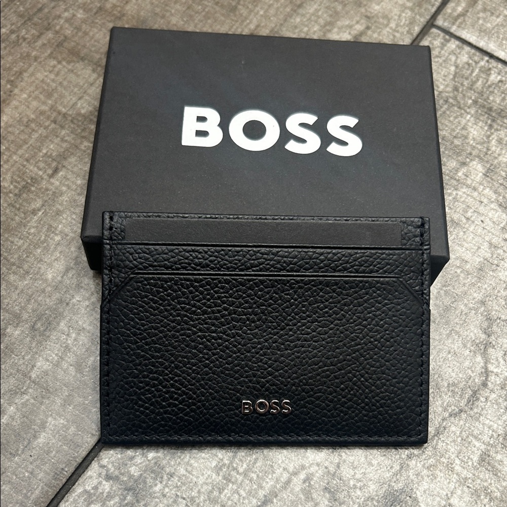 Boss Textured Black Card Holder Highway Money clip New with Box